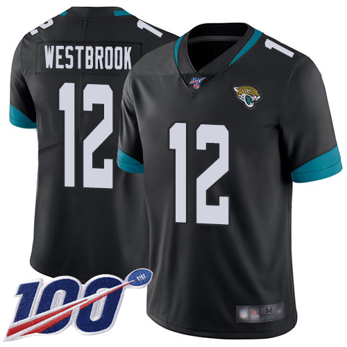 Men Nike Jacksonville Jaguars 12 Dede Westbrook Black Team Color Stitched NFL 100th Season Vapor Limited Jersey